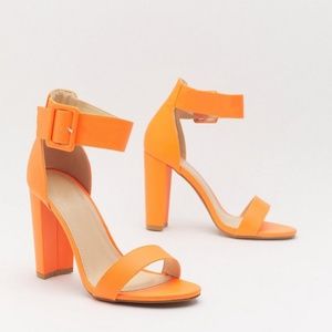 Nasty Gal High There Faux Suede Buckle Heels New